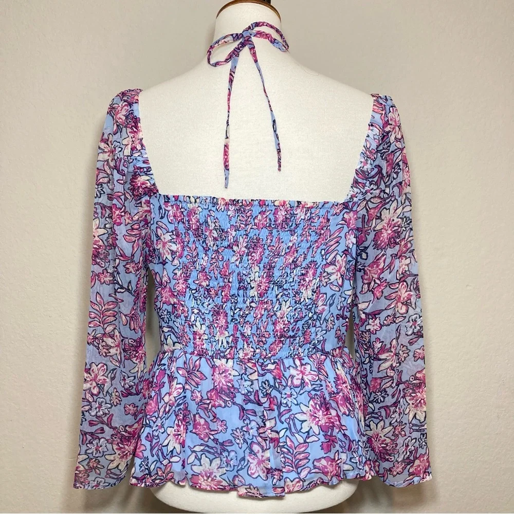 NWT FRENCH CONNECTION Women’s Hallie Peplum Smocked Back Halter Top Size Large - Picture 8 of 16